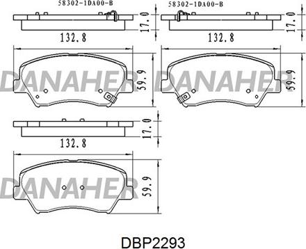 Danaher DBP2293 - Гальмівні колодки, дискові гальма autocars.com.ua