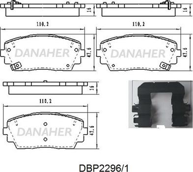 Danaher DBP2296/1 - Гальмівні колодки, дискові гальма autocars.com.ua