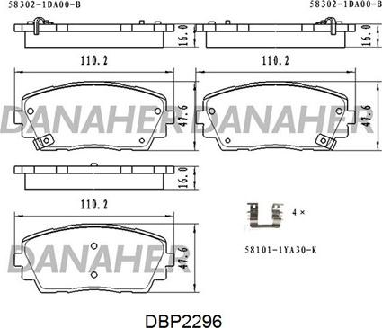 Danaher DBP2296 - Гальмівні колодки, дискові гальма autocars.com.ua