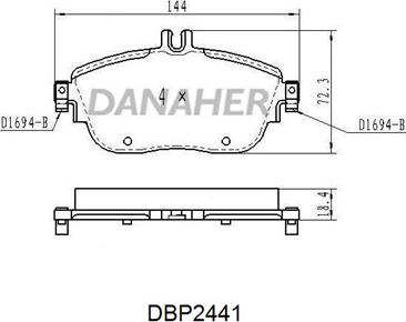 Danaher DBP2441 - Гальмівні колодки, дискові гальма autocars.com.ua