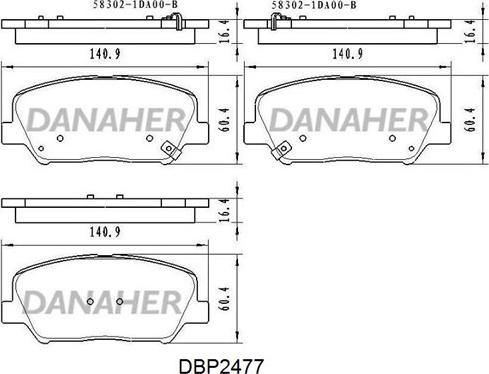 Danaher DBP2477 - Гальмівні колодки, дискові гальма autocars.com.ua