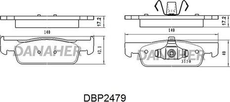 Danaher DBP2479 - Гальмівні колодки, дискові гальма autocars.com.ua