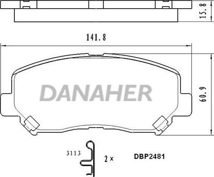 Danaher DBP2481 - Гальмівні колодки, дискові гальма autocars.com.ua