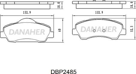 Danaher DBP2485 - Гальмівні колодки, дискові гальма autocars.com.ua