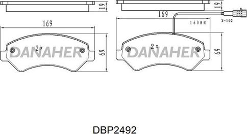 Danaher DBP2492 - Гальмівні колодки, дискові гальма autocars.com.ua