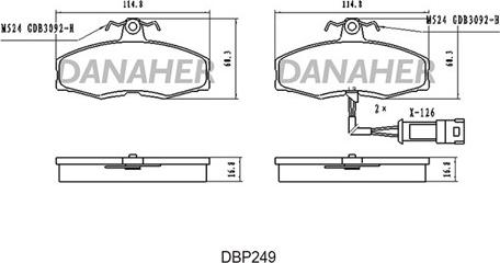 Danaher DBP249 - Тормозные колодки, дисковые, комплект autodnr.net