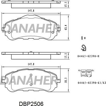 Danaher DBP2506 - Гальмівні колодки, дискові гальма autocars.com.ua