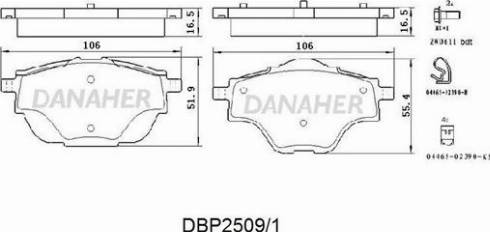 Danaher DBP2509/1 - Тормозные колодки, дисковые, комплект autodnr.net