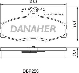 Danaher DBP250 - Гальмівні колодки, дискові гальма autocars.com.ua