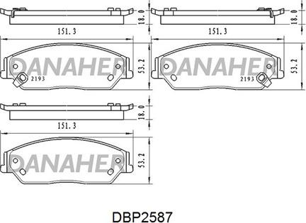 Danaher DBP2587 - Гальмівні колодки, дискові гальма autocars.com.ua