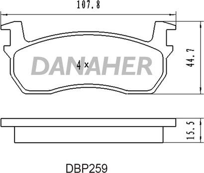 Danaher DBP259 - Гальмівні колодки, дискові гальма autocars.com.ua