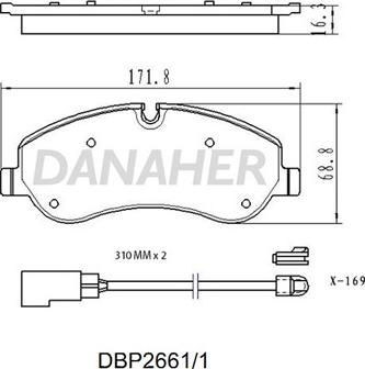 Danaher DBP2661/1 - Гальмівні колодки, дискові гальма autocars.com.ua