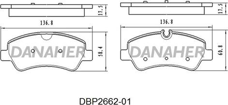 Danaher DBP2662-01 - Гальмівні колодки, дискові гальма autocars.com.ua