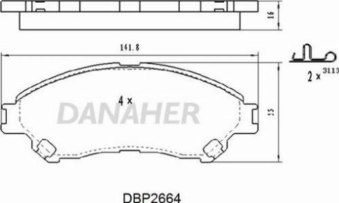 Danaher DBP2664 - Гальмівні колодки, дискові гальма autocars.com.ua