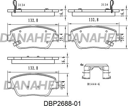 Danaher DBP2688-01 - Гальмівні колодки, дискові гальма autocars.com.ua