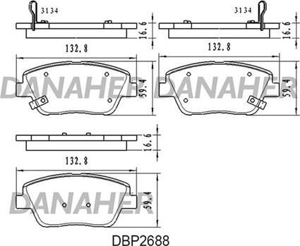 Danaher DBP2688 - Гальмівні колодки, дискові гальма autocars.com.ua