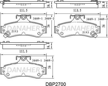 Danaher DBP2700 - Гальмівні колодки, дискові гальма autocars.com.ua