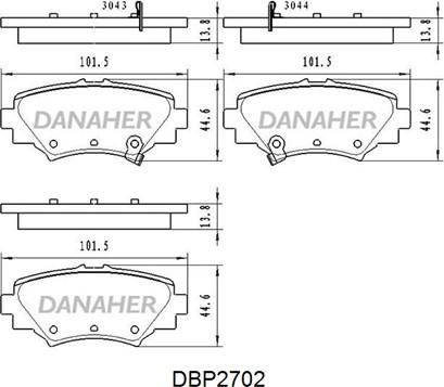Danaher DBP2702 - Тормозные колодки, дисковые, комплект autodnr.net