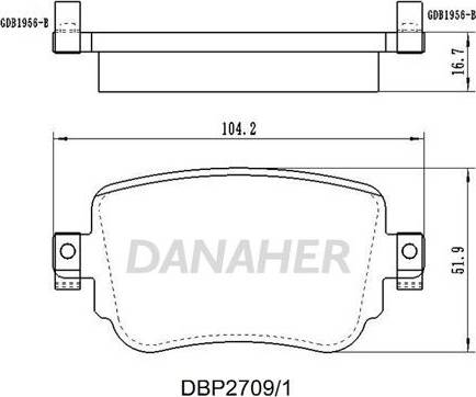 Danaher DBP2709/1 - Гальмівні колодки, дискові гальма autocars.com.ua