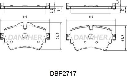 Danaher DBP2717 - Гальмівні колодки, дискові гальма autocars.com.ua