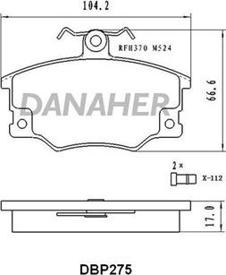 Danaher DBP275 - Гальмівні колодки, дискові гальма autocars.com.ua
