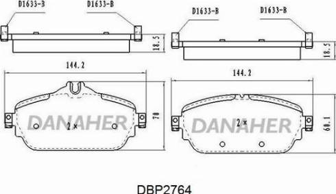 Danaher DBP2764 - Гальмівні колодки, дискові гальма autocars.com.ua