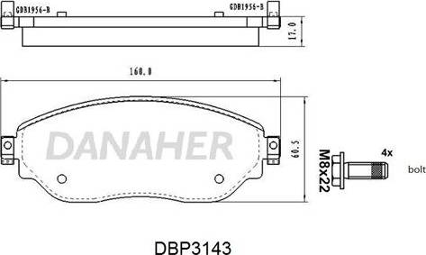 Danaher DBP3143 - Гальмівні колодки, дискові гальма autocars.com.ua