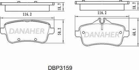 Danaher DBP3159 - Гальмівні колодки, дискові гальма autocars.com.ua