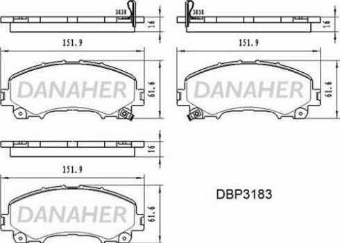 Danaher DBP3183 - Гальмівні колодки, дискові гальма autocars.com.ua