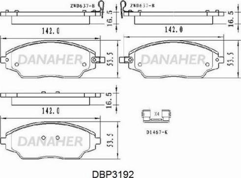 Danaher DBP3192 - Гальмівні колодки, дискові гальма autocars.com.ua