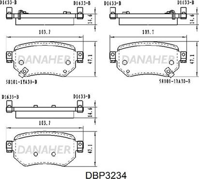 Danaher DBP3234 - Гальмівні колодки, дискові гальма autocars.com.ua