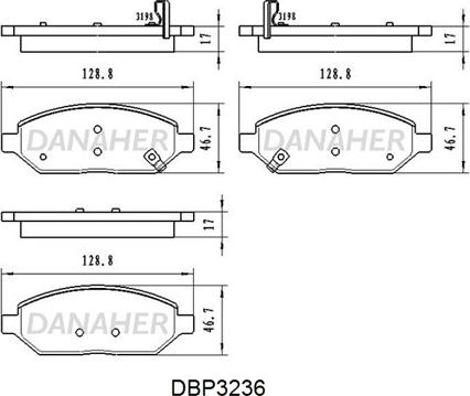 Danaher DBP3236 - Гальмівні колодки, дискові гальма autocars.com.ua
