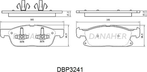 Danaher DBP3241 - Гальмівні колодки, дискові гальма autocars.com.ua
