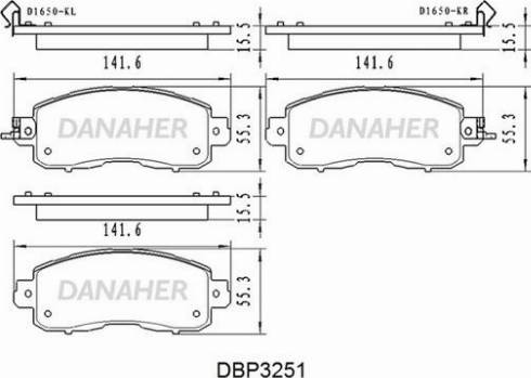 Danaher DBP3251 - Гальмівні колодки, дискові гальма autocars.com.ua