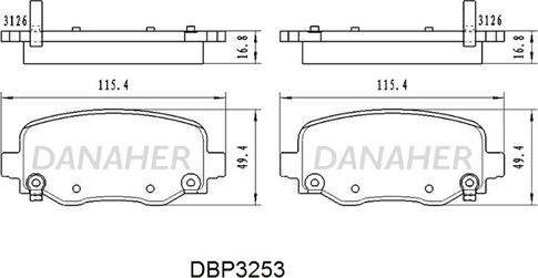 Danaher DBP3253 - Гальмівні колодки, дискові гальма autocars.com.ua