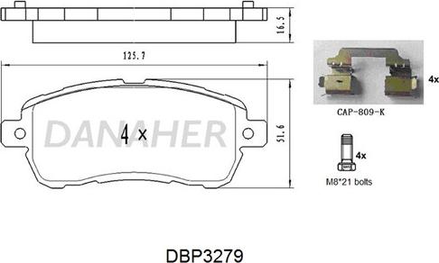 Danaher DBP3279 - Тормозные колодки, дисковые, комплект autodnr.net