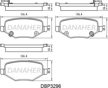 Danaher DBP3296 - Гальмівні колодки, дискові гальма autocars.com.ua