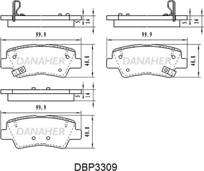 Danaher DBP3309 - Гальмівні колодки, дискові гальма autocars.com.ua