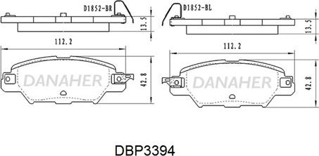 Danaher DBP3394 - Гальмівні колодки, дискові гальма autocars.com.ua
