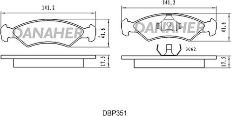 Danaher DBP351 - Гальмівні колодки, дискові гальма autocars.com.ua