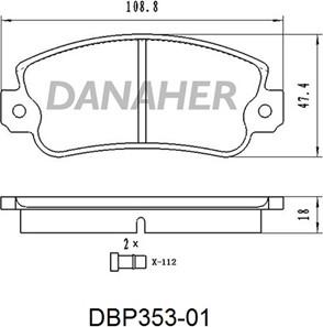 Danaher DBP353-01 - Гальмівні колодки, дискові гальма autocars.com.ua