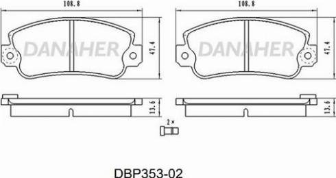 Danaher DBP353-02 - Гальмівні колодки, дискові гальма autocars.com.ua