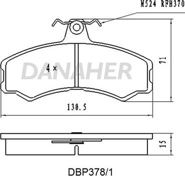 Danaher DBP378/1 - Гальмівні колодки, дискові гальма autocars.com.ua