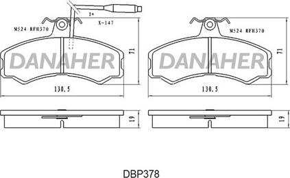 Danaher DBP378 - Гальмівні колодки, дискові гальма autocars.com.ua