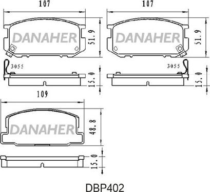 Danaher DBP402 - Тормозные колодки, дисковые, комплект autodnr.net