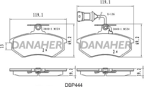 Danaher DBP444 - Гальмівні колодки, дискові гальма autocars.com.ua