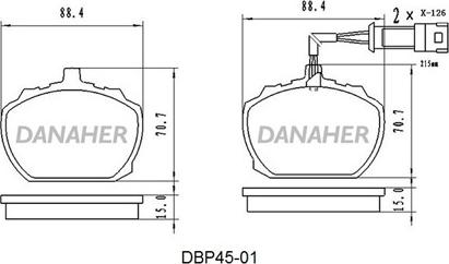 Danaher DBP45-01 - Гальмівні колодки, дискові гальма autocars.com.ua