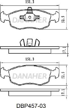 Danaher DBP457-03 - Гальмівні колодки, дискові гальма autocars.com.ua