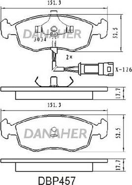 Danaher DBP457 - Гальмівні колодки, дискові гальма autocars.com.ua