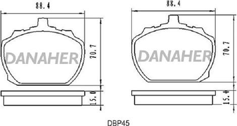 Danaher DBP45 - Гальмівні колодки, дискові гальма autocars.com.ua